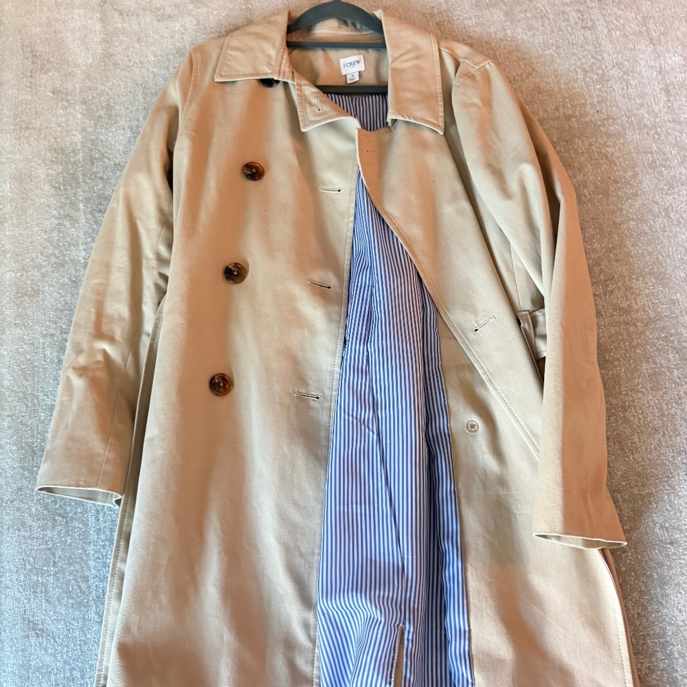 J Crew Factory Double-Breasted Belted Trench Coat